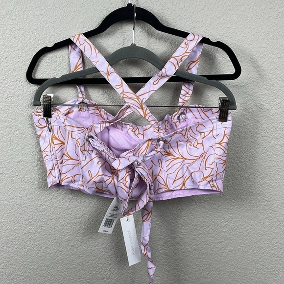 NWT Jonathan Simkhai Tilly Painted Tropical Floral Print Lupine Crop Top Sz XL - Picture 4 of 14